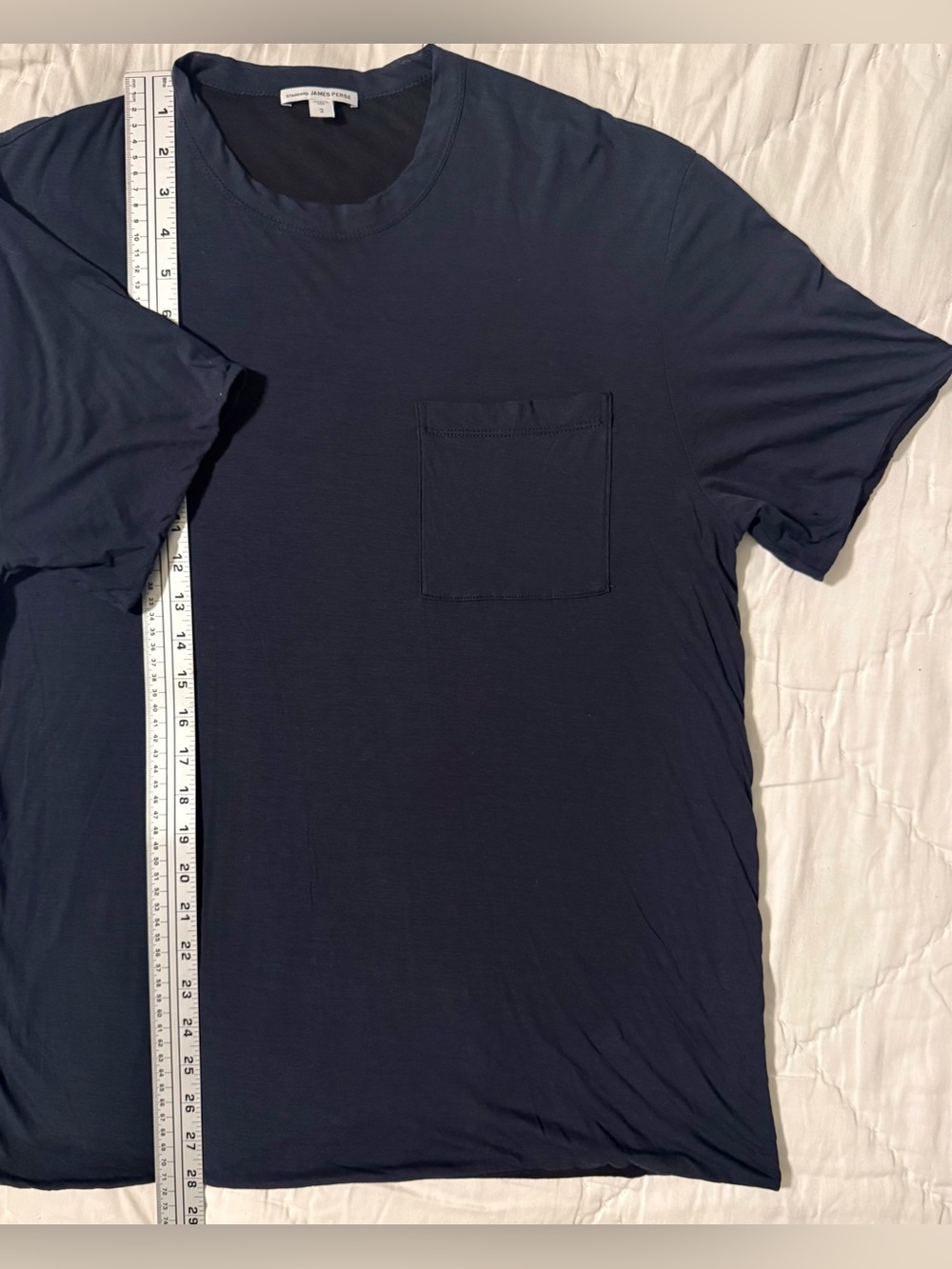 James Perse Standard Pocket Tee Navy Blue Crew Neck T-Shirt Size 2 Made USA - Picture 5 of 10